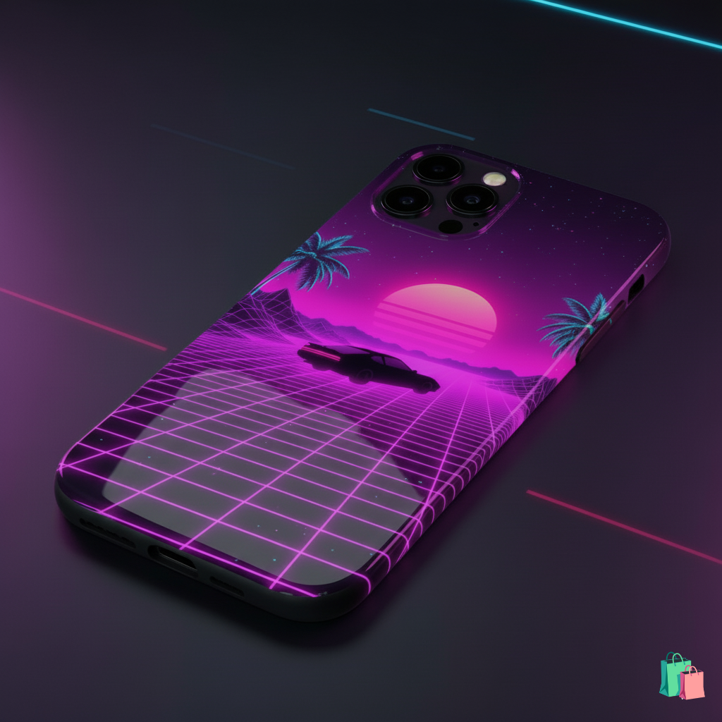 Neon Sunset Grid Phone Case