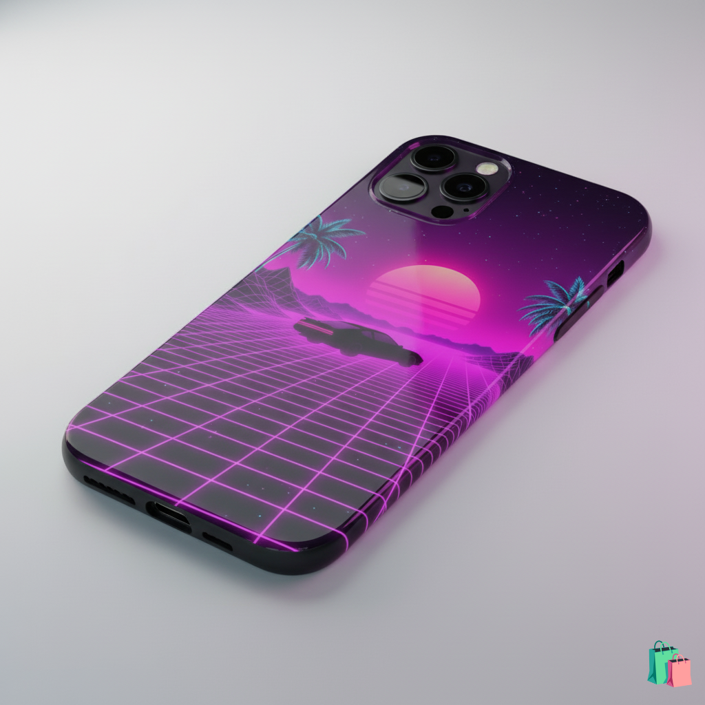 Neon Sunset Grid Phone Case