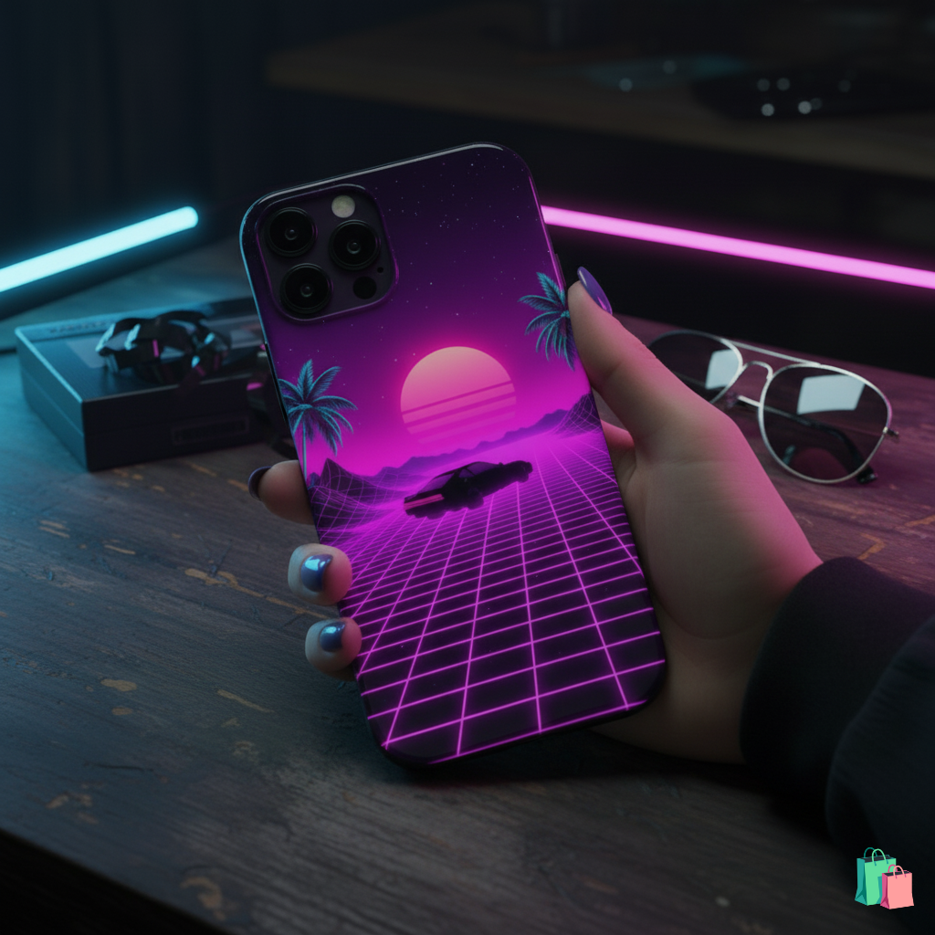 Neon Sunset Grid Phone Case
