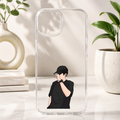 Black Cap Boy Transparent Printed Mobile Case