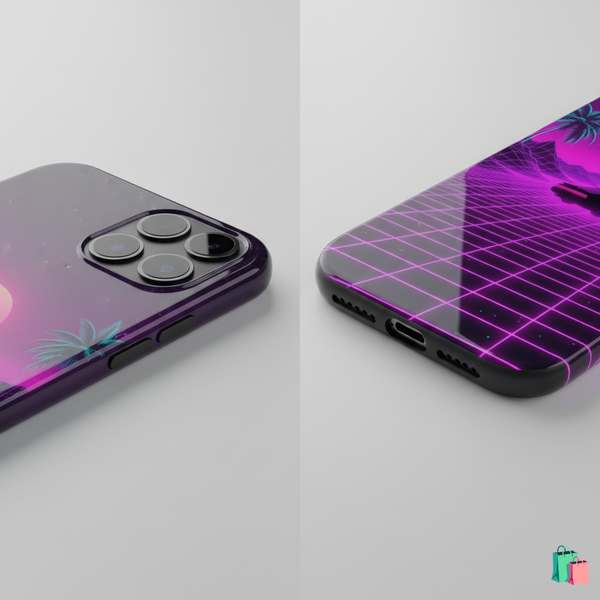 Neon Sunset Grid Phone Case