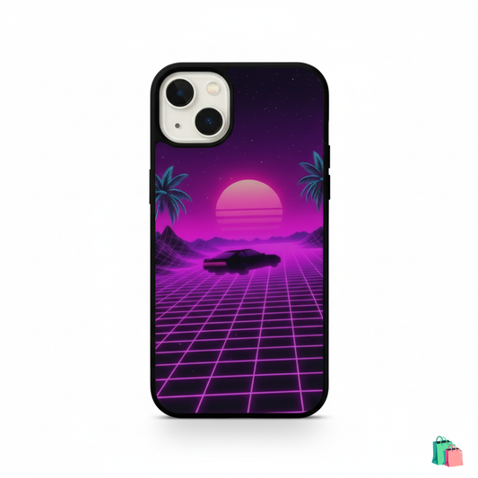 Neon Sunset Grid Phone Case