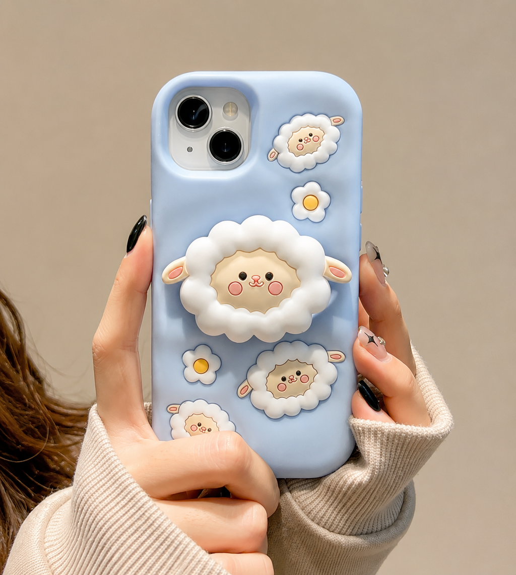 🐑💙 Cute 3D Sheep Silicone Case for iPhone 15