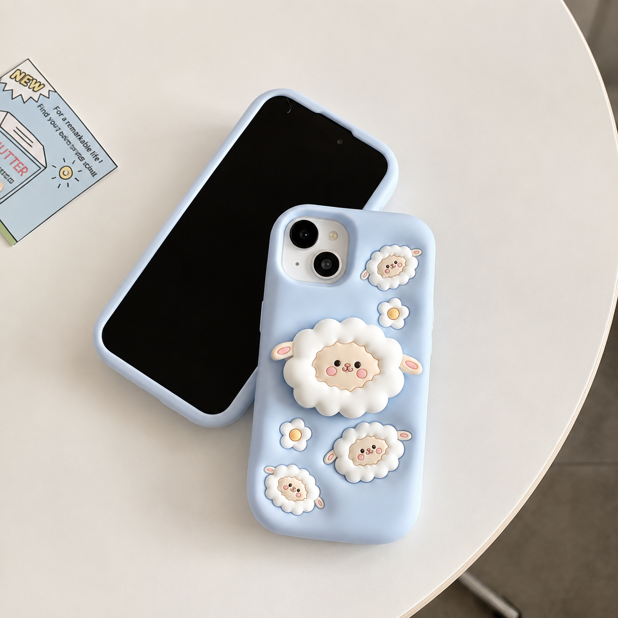 🐑💙 Cute 3D Sheep Silicone Case for iPhone 15