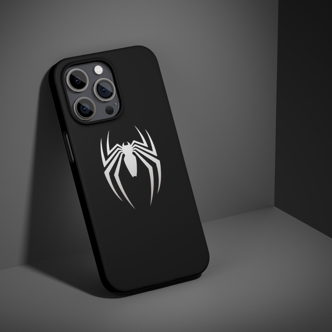 Black spider emblem phone case