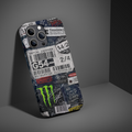 Warning label collage phone case